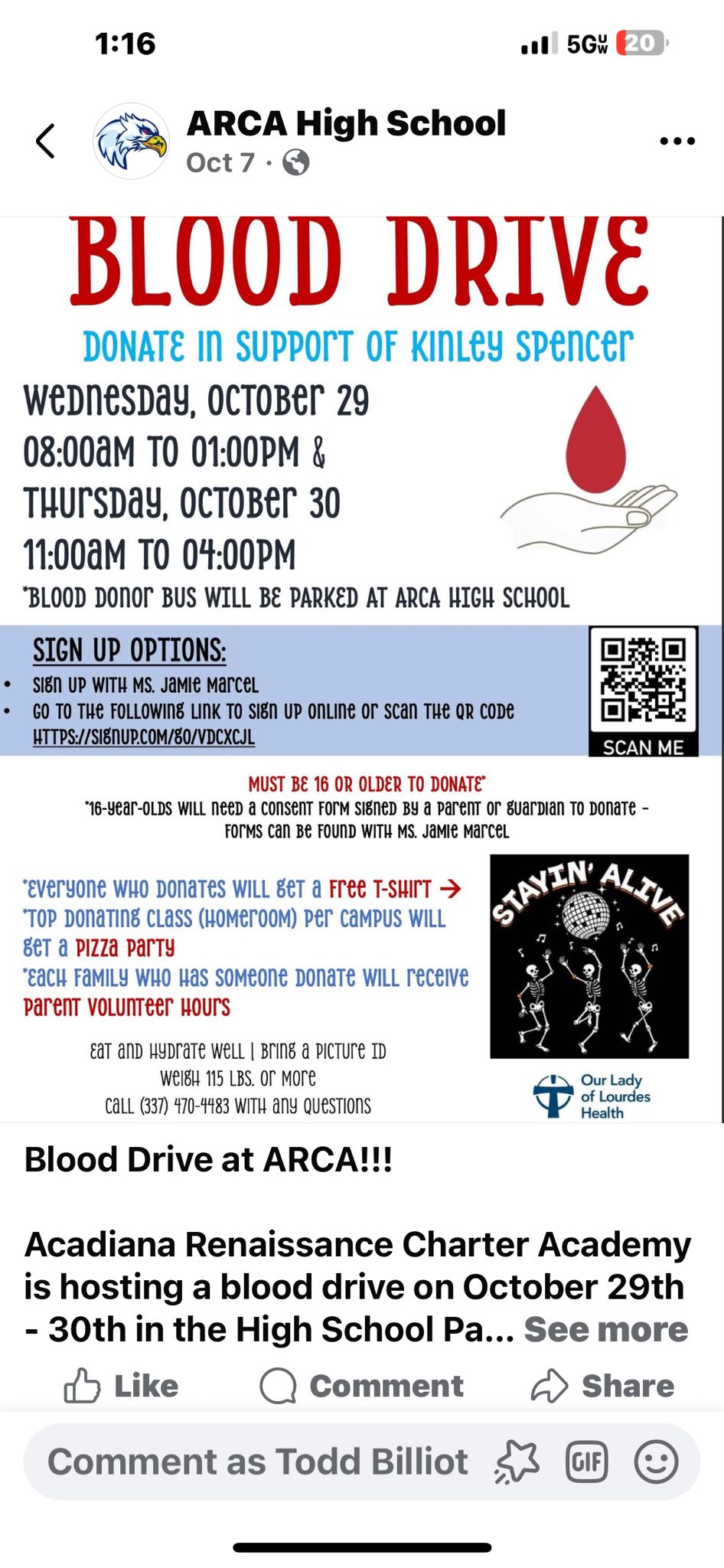 Blood Donation for Kinley Spencer